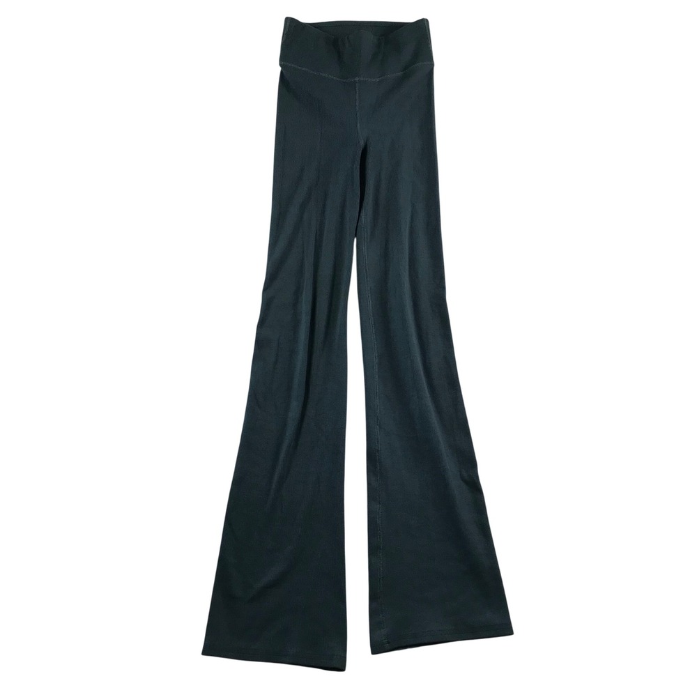 Pact Ribbed Flare Pants XS Dark Teal Organic Cotton High Waisted Leggings